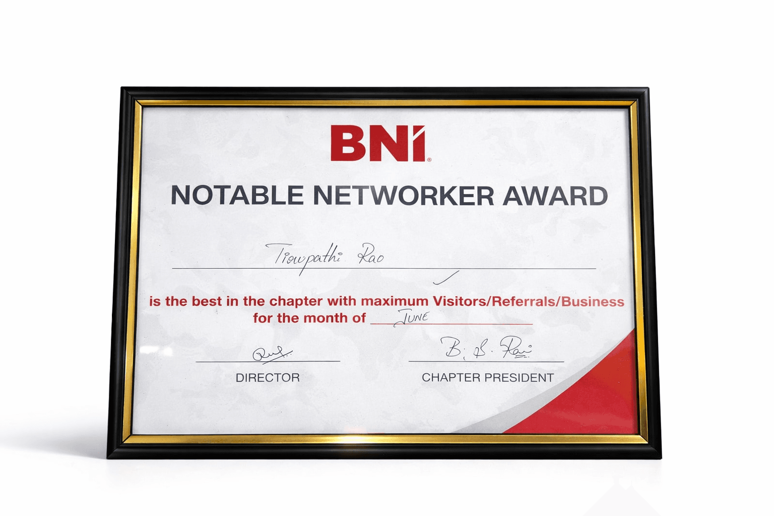BNI Award of Excellence